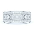 thumbnail image 2 of 8mm Wide Solid Sterling Silver Paved Split Shank Simulated Round and Princess Diamonds Bezel Set Ring Wedding Band (12.5), 2 of 6
