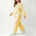 thumbnail image 3 of CYRBOKO Loungewear Sets for Girls, 2 Pieces Long Sleeve Cotton Elastic Waist Sleepwear Sets Yellow Size 5-6 T, 3 of 7