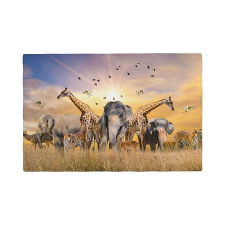 

Table Placemats Set of 6 - Wildlife Protection 12x18 In Faux Linen Double Heat Resistant Place Mats Cloth Indoor/Outdoor Placemats Washable Table Mats for Dining Kitchen Party