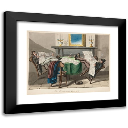 Nicolino Calyo 14x12 Black Modern Framed Museum Art Print Titled - The Bar-Room Loungers (ca. 1840)