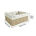 thumbnail image 2 of Rattan Storage Basket Desktop Handmade Waterproof Straw Baskets Paper Rope+cotton Linen+iron Cosmetic Towel Container, 2 of 5