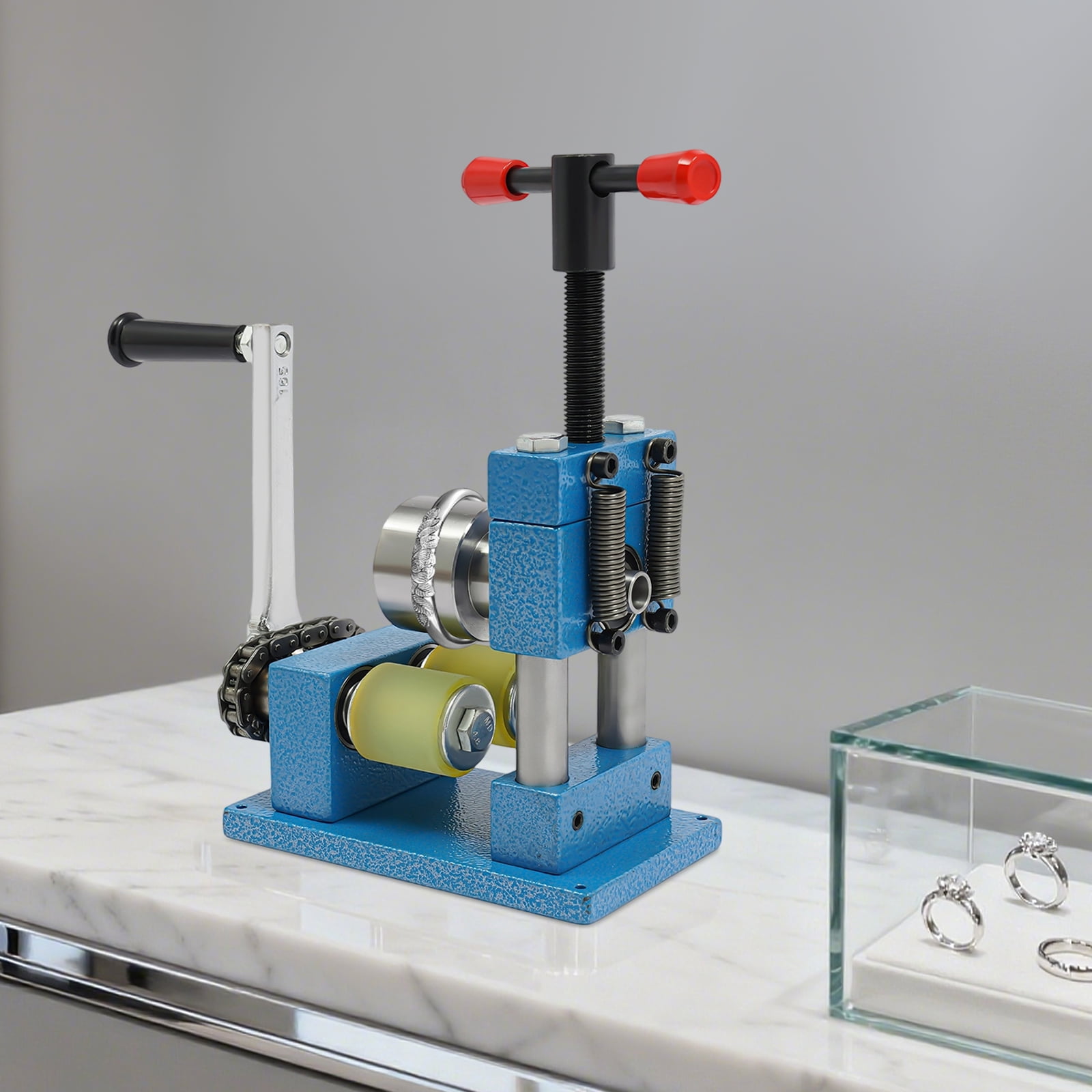 Peakora Desktop Hand Crank Ring Bracelet Bending Machine 45# Iron Jewelry Bending Machine Ring and Bracelet Press Bending Machine for Jewelry Stores Craft Rooms