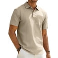 thumbnail image 4 of GrmtClth Men's Polo Shirt with Chest Pocket Short Sleeve Solid Color Business Casual Regular Fit Classic Work Tops 2026 Khaki M, 4 of 7