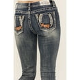 thumbnail image 2 of Grace In La Women's In Light Wash Floral Horseshoe Pocket Mid Rise Bootcut Light Wash 29W x 34L, 2 of 4