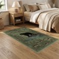 thumbnail image 2 of ODIKA 5'x7' Washable Area Rug Vintage Print Fish Frame Cabin Forest Border Wildlife Fishing Flowing Dynamic for Dining Room, Under Table, Home Office, Non-Slip Chair-Friendly, 2 of 7