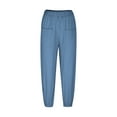 thumbnail image 4 of Summer Saving Wycnly on Sale Pants for Women Jogger Pants for Women Casual Summer Solid Elastic Waist Loose Long Pants Leisure Cotton Linen Breathable Ladies Trousers with Pocket, 4 of 7