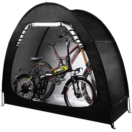 Outdoor Bike Storage Shed Tent, Portable Bicycle Motorcycle Storage Shed for 2 Bikes, PU4000 Waterproof Silver Coated Oxford Bike Cover, Foldable Bicycle Shelter