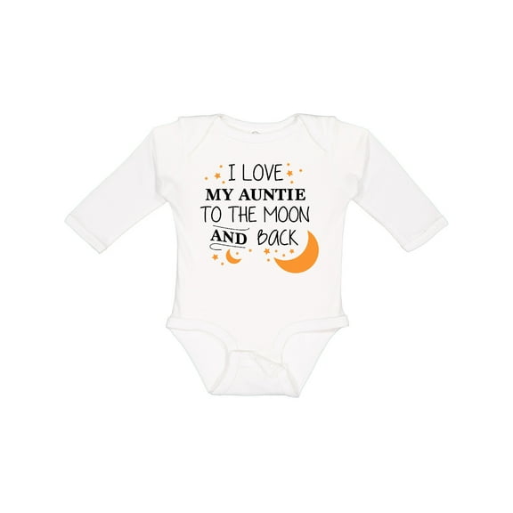 Inktastic I Love My Auntie to the Moon and Back Boys or Girls Long Sleeve Baby Bodysuit