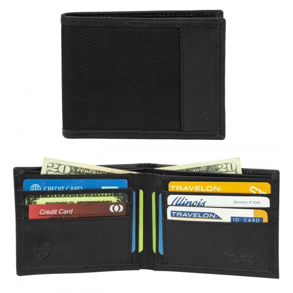 Men's RFID Blocking Real Genuine Leather Wallet Slim Black Credit ID Card Holder 