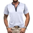 thumbnail image 2 of TSADFHJI Hauts pour Hommes Manches Longues Hiver Automne T-Shirts de Sport Gym Musculation Course Randonnée Active Demi-Zip Manches Courtes TG Blanc, 2 of 5