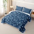 thumbnail image 3 of Homewish Navy Dog Paw Bone Twin Quilt Set,Cartoon Pet Themed Twin Coverlet Set,2pcs, 3 of 7