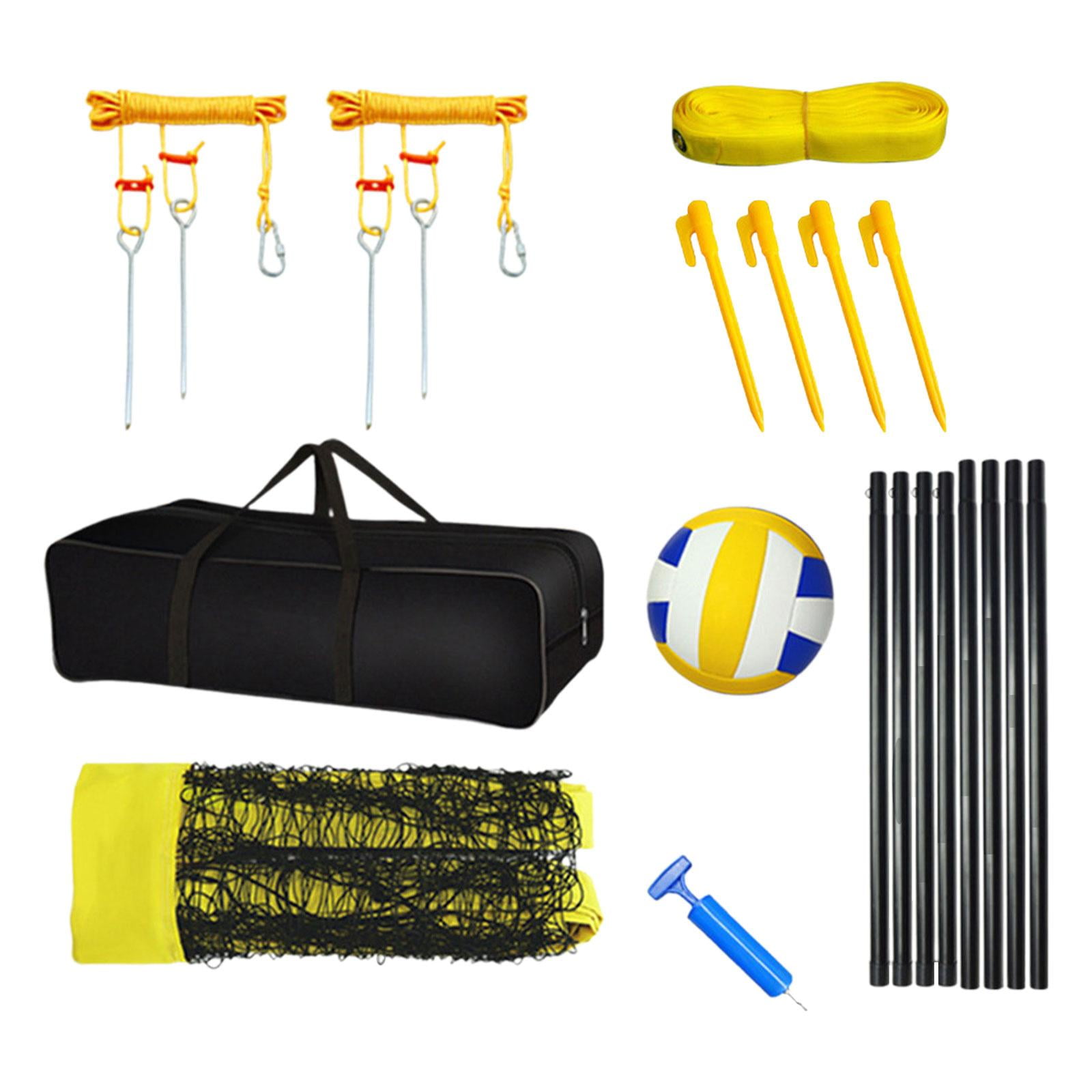 DimyFew Volleyball Set Adjustable Poles Carrying Bag Pump Portable Volleyball Net System