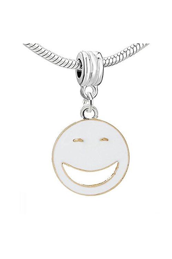 Smiling Face Enamel White Charm Pendant