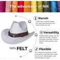 thumbnail image 3 of Classic Western Cowboy Cap - Unisex Wide Brim Fedora Cowgirl Hat with Adjustable Belt, Durable Material, Perfect for Outdoor Wear, 3 of 5