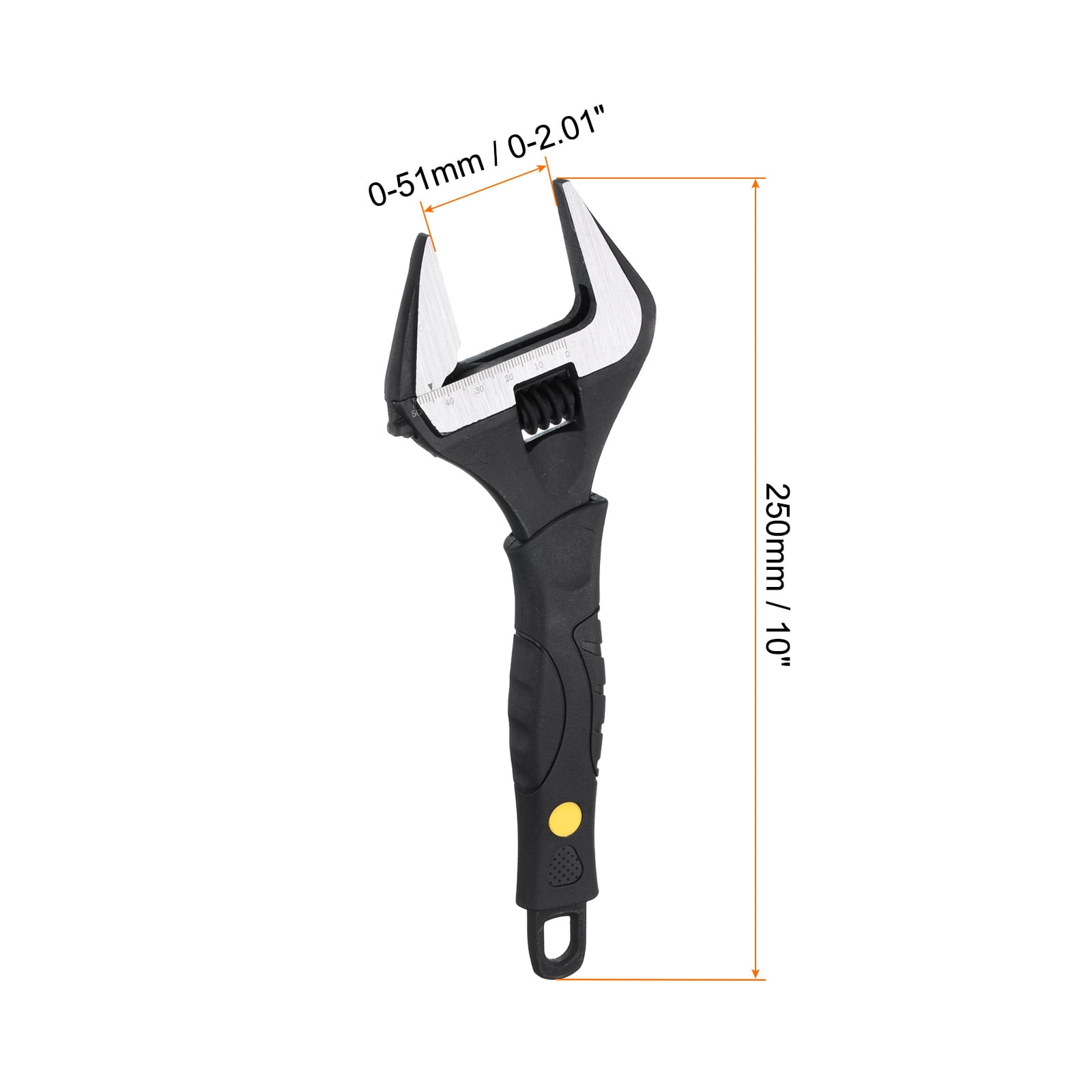 1pcs Adjustable Wrench 10" Alloy Steel Universal Spanner Wide Opening, Black