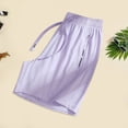 thumbnail image 2 of LIIPEE Women Shorts Casual Solid Color Drawstring Waist Knee Length Wide Leg Sports Shorts Ladies Loose Fit Quick Drying Shorts Breathable Soft Comfortable Shorts,Light Purple,XXXL, 2 of 4
