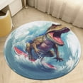 thumbnail image 5 of Surfing Dinosaurs Round Small Area Rug, Print Non Slip Washable Floor Mat, Soft Throw Rug for Living Room, Powder Room Entryway, Bathroom, Bedside, 5 of 7