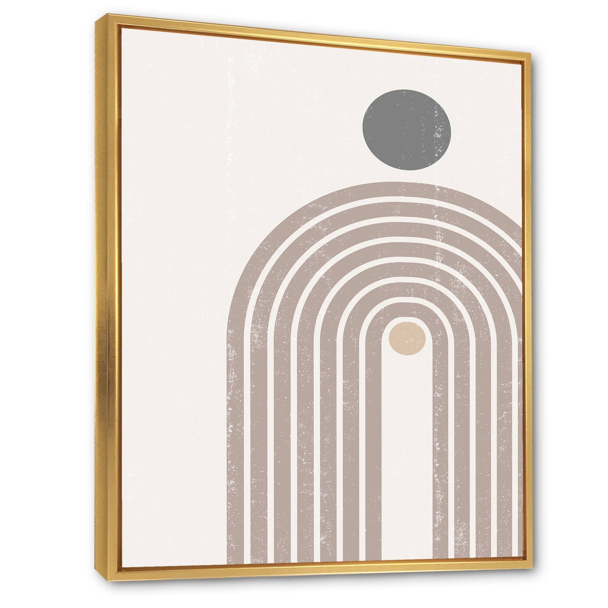 Designart 'Abstract Rainbow Moon and Sun In Earth Tones I' Modern Framed Canvas Wall Art Print
