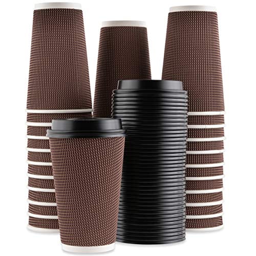 Party Bargains Rippled Hot Cups with Lids Insulated Double Walled, No