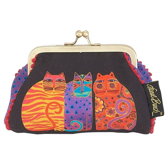 Laurel Burch Feline Friends Three Cats Coin Purse (Black/Orange)