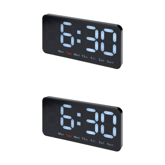 Unique Bargains 2 Pcs Digital Dual Alarm Clock Dimmable Wall Clocks White