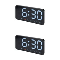 Unique Bargains 2 Pcs Digital Dual Alarm Clock Dimmable Wall Clocks White