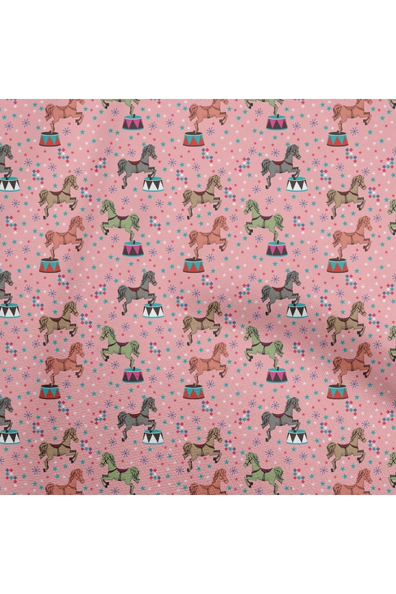 Velvet Rose Pink Fabric Circus Quilting Supplies Print Sewing Fabric By The Yard 58 Inch Wide