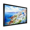 thumbnail image 2 of Designart "Vibrant Santorini Village Blue and White III" Landscapes Framed Wall Art Decor - Country Blue Greece Entryway Framed Wall Art Print, 2 of 6