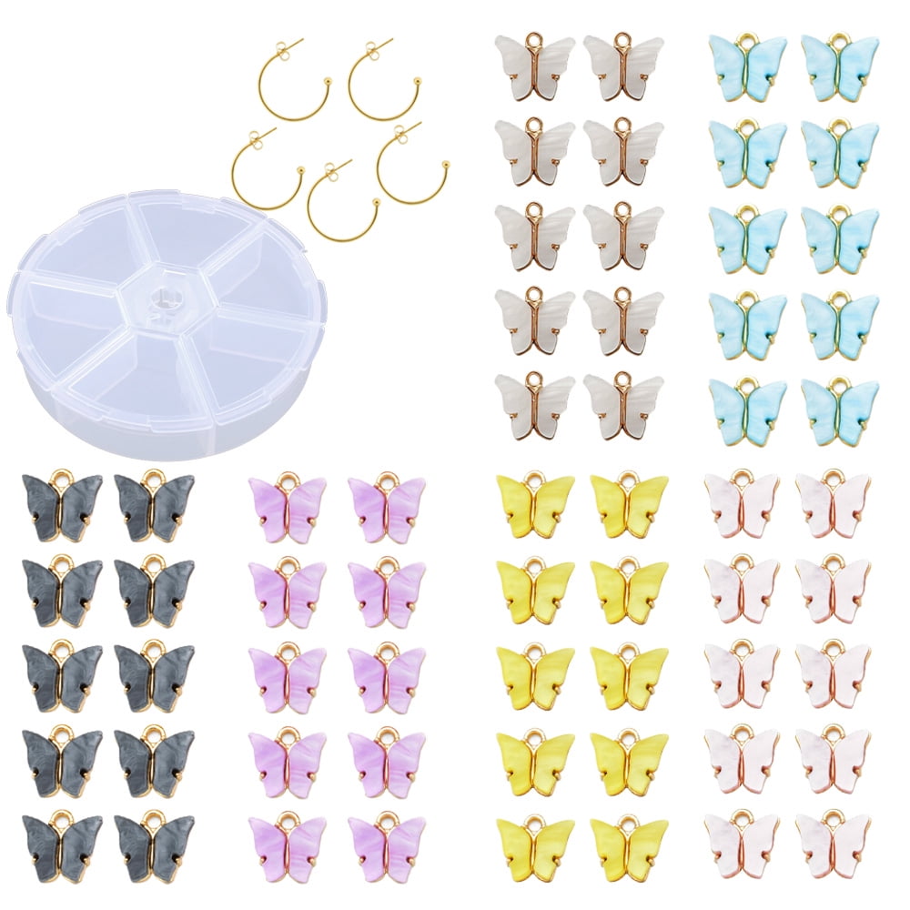 HTOCINQ - 60pcs Mixed Colors Acrylic Butterfly Pendant ...