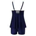 thumbnail image 5 of Arnsht Womens One Piece Swimsuit Modest Tummy Control Bathing Suit with Skirt Ruffle Basic Adjustable Swim Dress Swimwear Blue M, 5 of 6