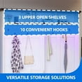 thumbnail image 5 of Dextrus Hall Tree with Coat Rack & Shoe Storage Bench, Farmhouse Farmhouse Entryway Storage Organizer with LED Light, White, 5 of 10