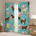 thumbnail image 2 of Homewish Farm Animal Horse Black Out Curtains,Rustic Flower Floral Curtains Pack of 2 (42x63 Each),Pink Brown Cyan Bedroom Curtains For Girls Kids,Luxury Bedroom Decor, 2 of 6