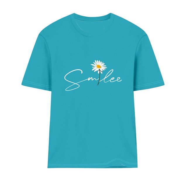 Babysbule Hauts en Liquidation pour Femmes T-shirt à Manches Courtes Imprimé Lettre Col Rond Mode Décontracté Ample