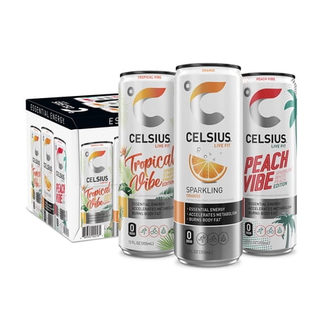 CELSIUS Sparkling Core Vibe Variety Pack, Functional Energy Drink 12 Fl Oz (Pack of 12