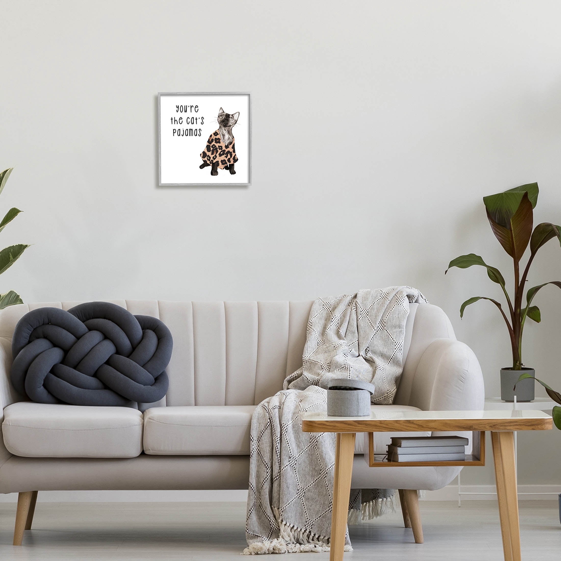 Stupell Industries The Cat's Pajamas Humor Graphic Art Gray Framed Art Print Wall Art, Design by Lil' Rue