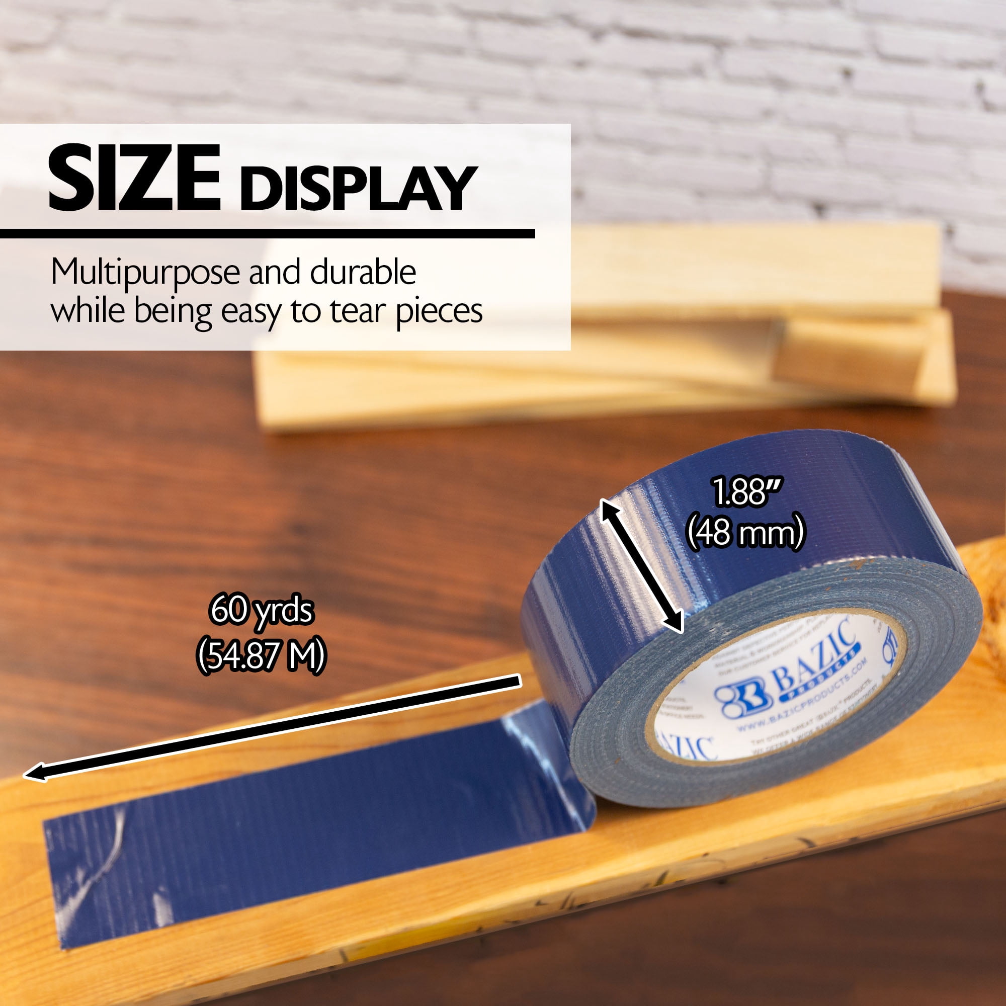 BAZIC 1.88" X 60 Yards Blue Duct Tape