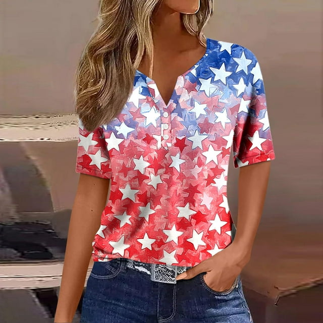 YLHFASHION Hauts pour Femmes Mode Manches 3/4 Col Rond Chemises Décontractées Tendance Blouses Imprimées T-Shirts à devant Plissé Liquidation à 50 % T-shirt à Manches Courtes pour Femmes