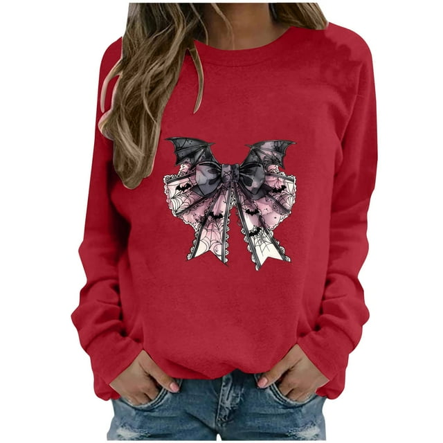 Funicet Blouses pour Femmes Mode, Blouses pour Femmes, Mode Décontractée Imprimé Col Rond Ample T-Shirt Blouse, Blouses pour Femmes Mode, Hauts à Manches Longues pour Femmes