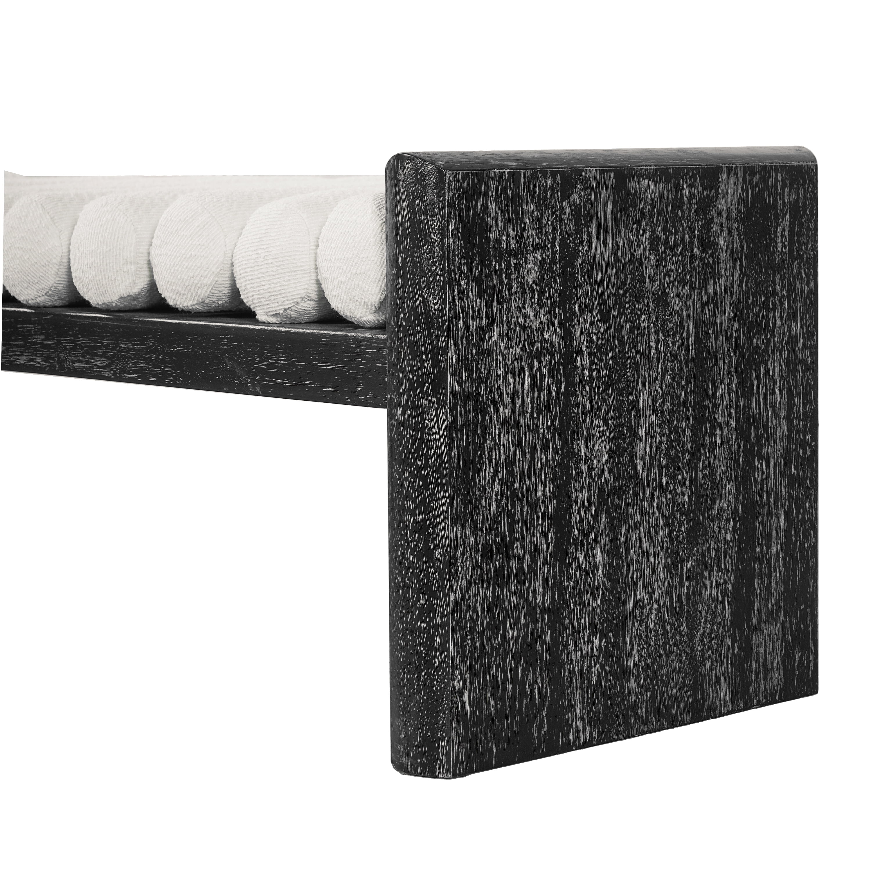 Euroco 62.8" Chenille Upholstered Ottoman Bench, Entryway Bench with Rolled Cushions and Wooden Frame, End of Bed Bench for Living Room, Bedroom,Black