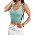 thumbnail image 2 of Women'S Sleeveless Crop Tops Ribbed Square Neck Cropped Tank Top Green XL, 2 of 7