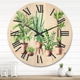thumbnail image 2 of Designart 'Indoor Green Home House Plants in Pots I' Traditional Wood Wall Clock, 2 of 5