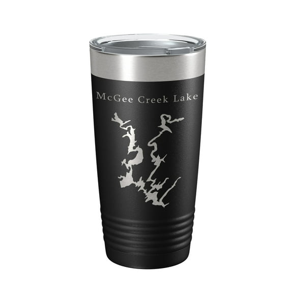 McGee Creek Lake Map Tumbler Travel Mug Insulated Laser Engraved Coffee Cup Oklahoma 20 oz Black