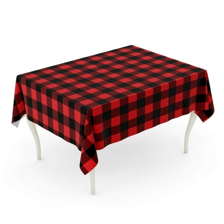 

SIDONKU Red Flannel Lumberjack Plaid Pattern Black Checkered Scottish Tablecloth Table Desk Cover Home Party Decor 60x104 inch