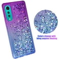 thumbnail image 3 of Case for LG Velvet, Nakedcellphone [Purple Waterfall] Flexible TPU Slim Cover [with Snow-Globe Glitter Bling, Iridescent Hearts and Rhinestone Crystals] for LG Velvet Phone LM-G900M, 3 of 8