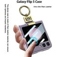 thumbnail image 3 of Compatible with Samsung Galaxy Z Flip 5 Case with Ring Holder,Ultra Thin Slim Matte Leather Anti-Drop Wear-Resistant Built-in Glass Screen Protector Cover Case for Galaxy Z Flip 5 5G Purple, 3 of 14