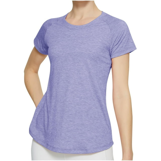 Plebaso Haut d'Entraînement Dos Ouvert pour Femmes Manches Courtes Gym Yoga T-Shirts Col Rond Tee-Shirts Athlétiques pour Femmes