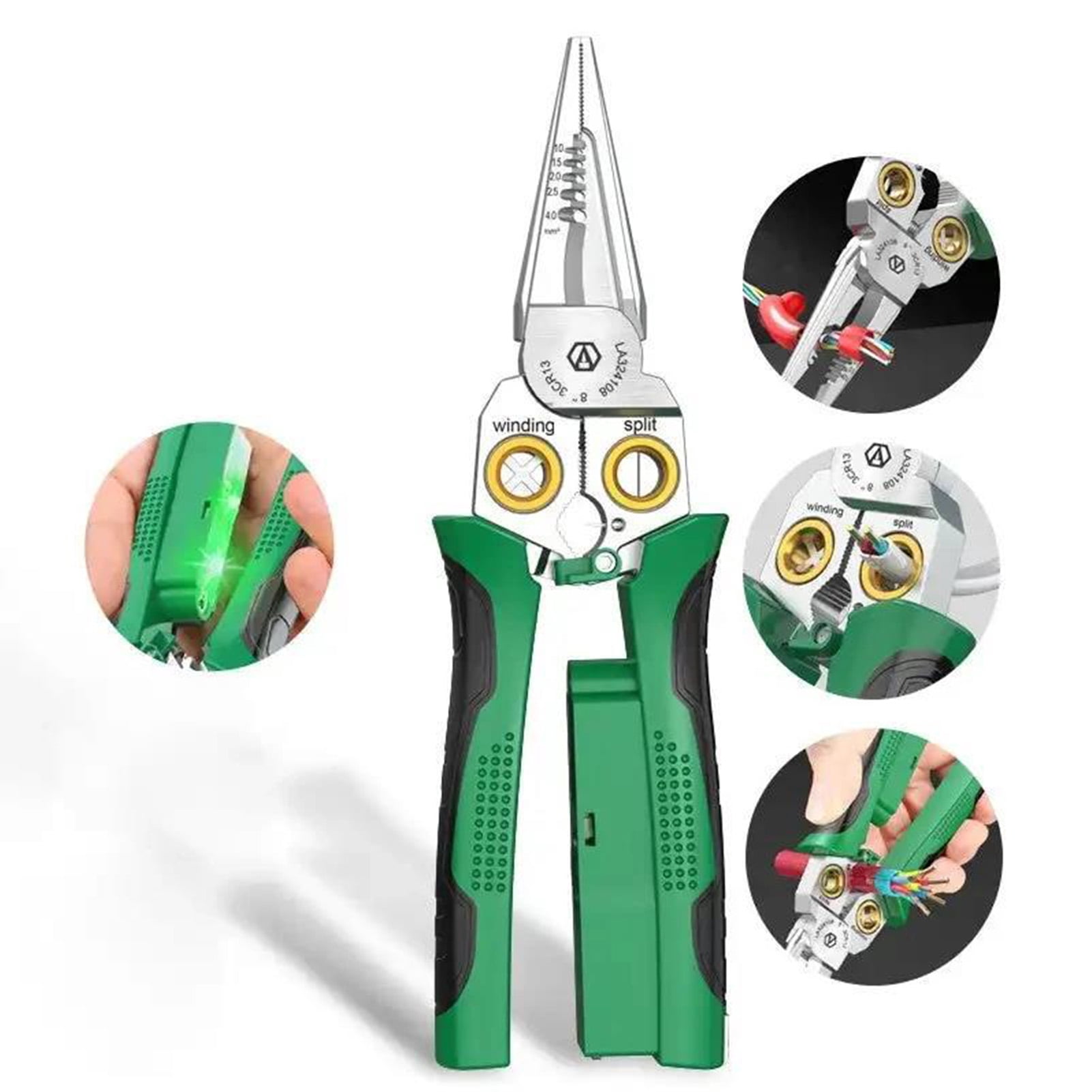 Wire Stripper Tool, 8 in 1 Needle Nose Pliers, Stainless Steel Stripping Pliers, Multifunctional Copper Wire Stripper For Electric Cable Stripping