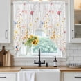 thumbnail image 4 of Spring Wildflowers Kitchen Window Curtains, Swag Curtains Valance for Bedroom Living Room Bathroom, Pastoral Rustic Farmhouse Botanical Rod Pocket Window Curtain Block Drapes 2 Panels 36"x36", 4 of 9