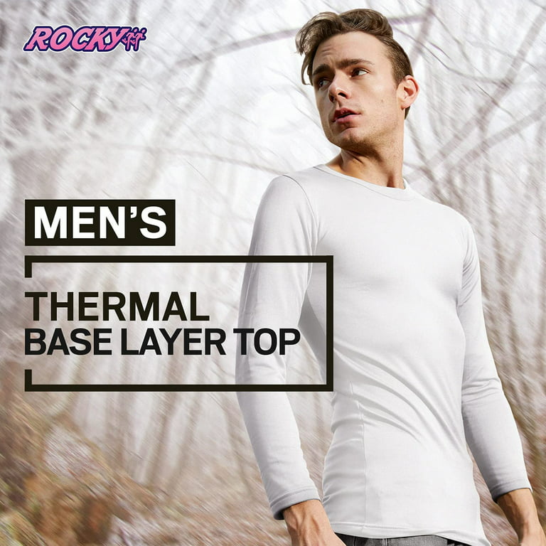 Rocky Men's Thermal Underwear Shirt Long Johns Top Base Layer for Cold  Weather, Black Medium