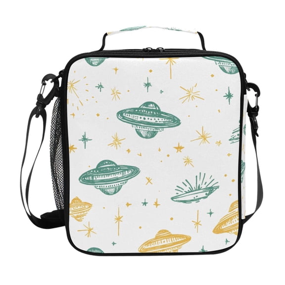 Haosy Green Yellow Ufo Reusable Lunch Box Men/Women Insulated Lunch Bag for School Picnic Travel
